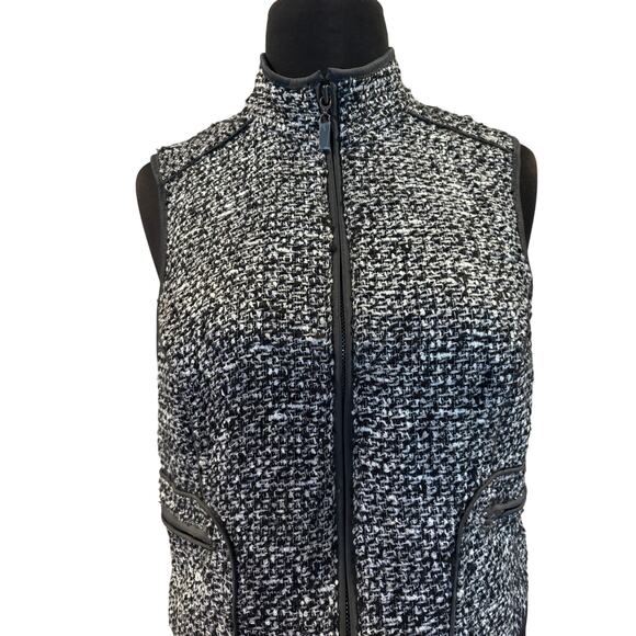 Cache Lined Vest Front Zipper Top New Gray Sueded Trim Banded Bottom $148 NWT - Picture 2 of 4